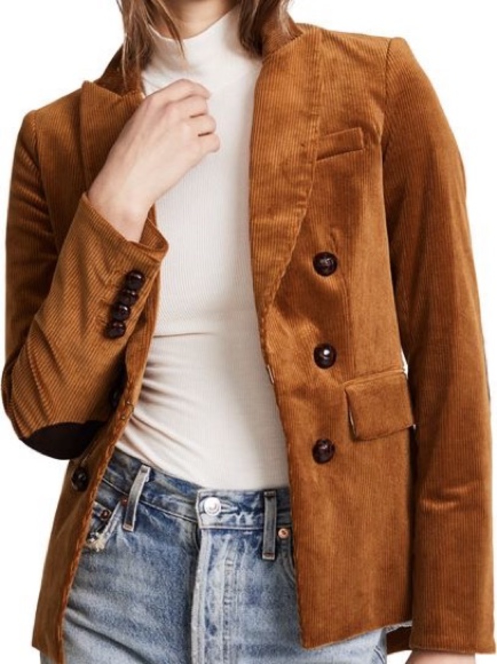 Veronica Beard Cliff Gold Corduroy Elbow Patch Blazer Size 2 NWT